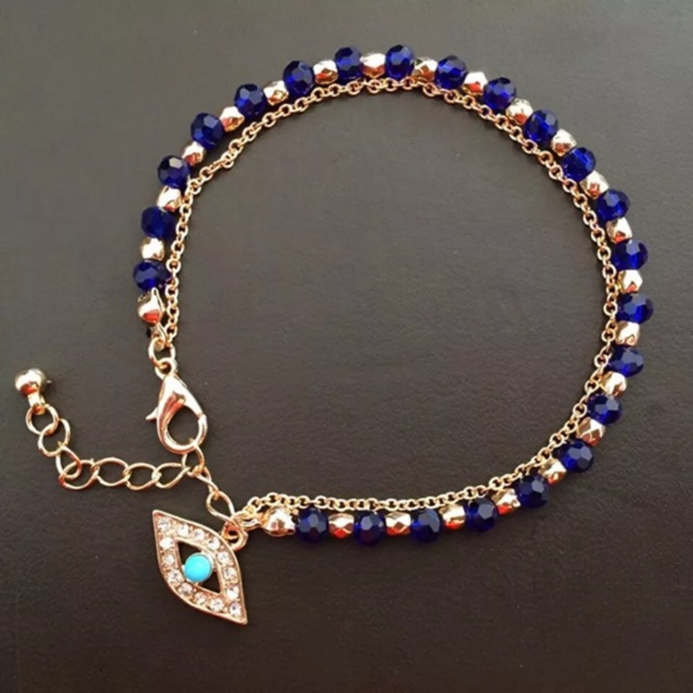❤️gorgeous blue eyes blue beads adjust bracelet